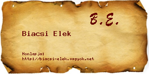 Biacsi Elek névjegykártya